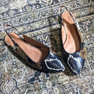 Madewell The Margot Slingback Flat in Snake Embossed Leather